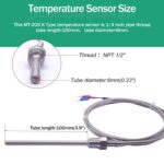 pizza and deck oven spares parts. Temperature Controller Sensor 6"inch , pizza & deck oven Thermocouple Probe, Thermocouple 0-400℃, Temperature Sensor. Pipe Thread Temperature Sensor Probe Two Wire Temperature Controller - Image 3